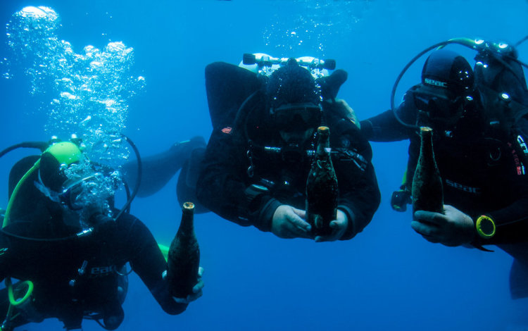 At a depth of 30 meters Vrbnička žlahtina is fermenting to the sea sparkling wine