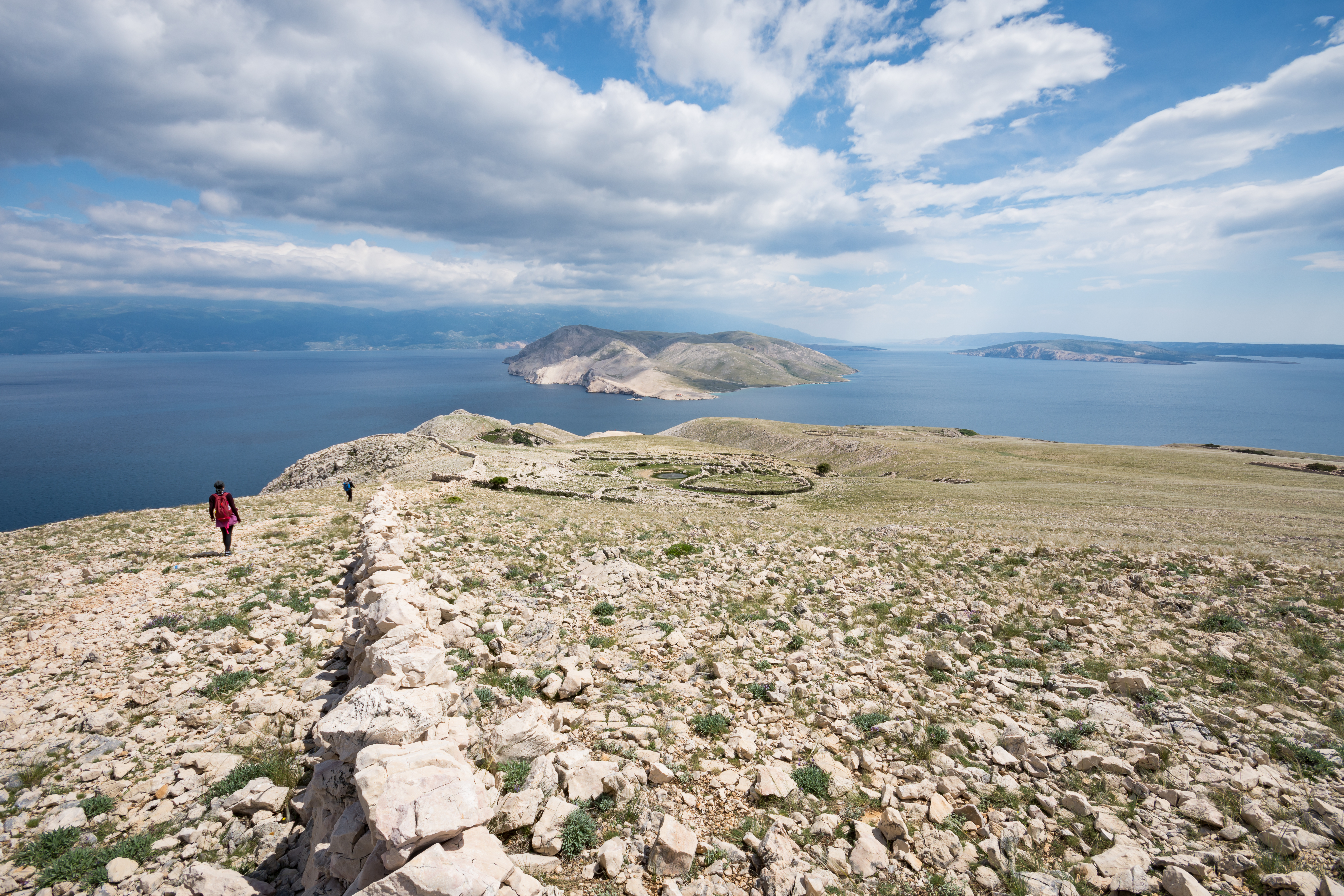 Hiking along traditional dry-stone walls near Baška