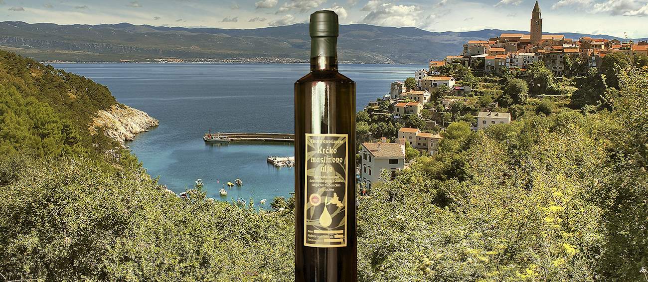  Bottle of Krk olive oil with seaview