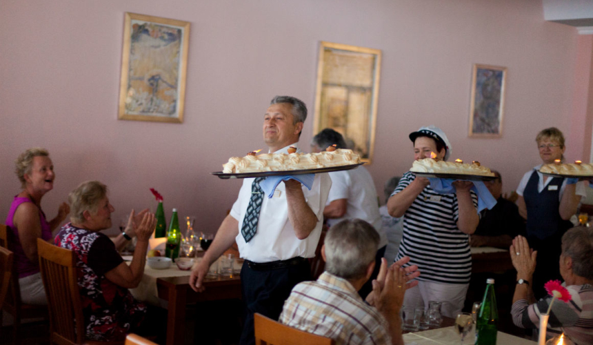Serving lovely food in Dražica hotel in Krk