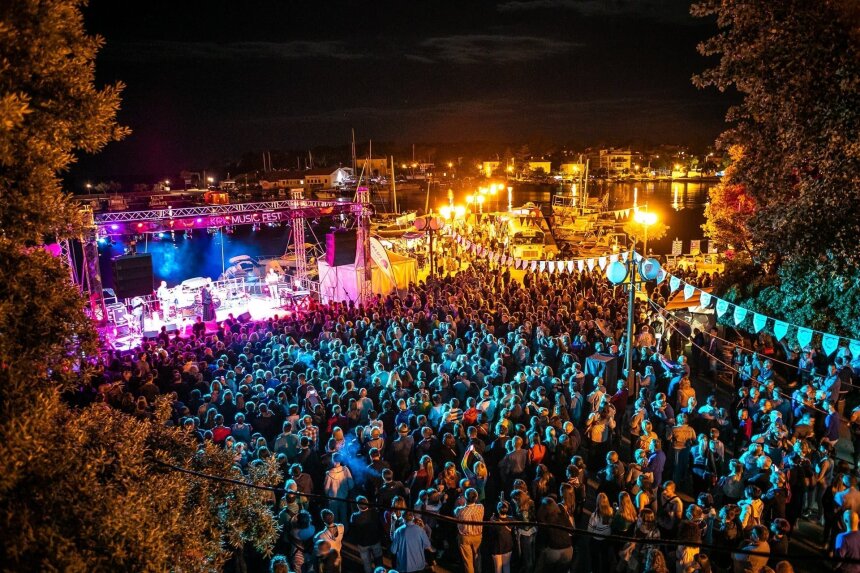 Publikum bei einem nächtlichen Musikfest